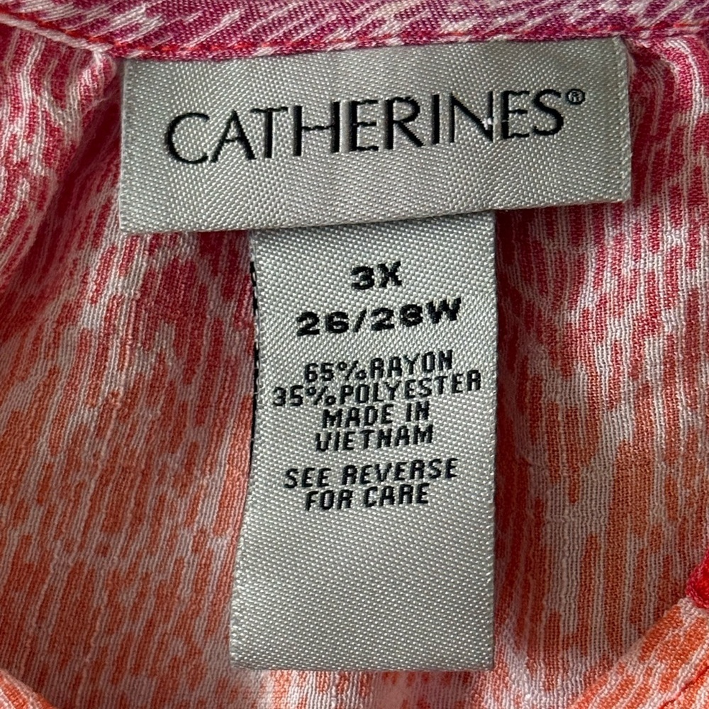 Catherine’s Pink Coral Ombré Santa Fe Peasant Top Size 3X 3/4 Sleeve Spring - Picture 4 of 7